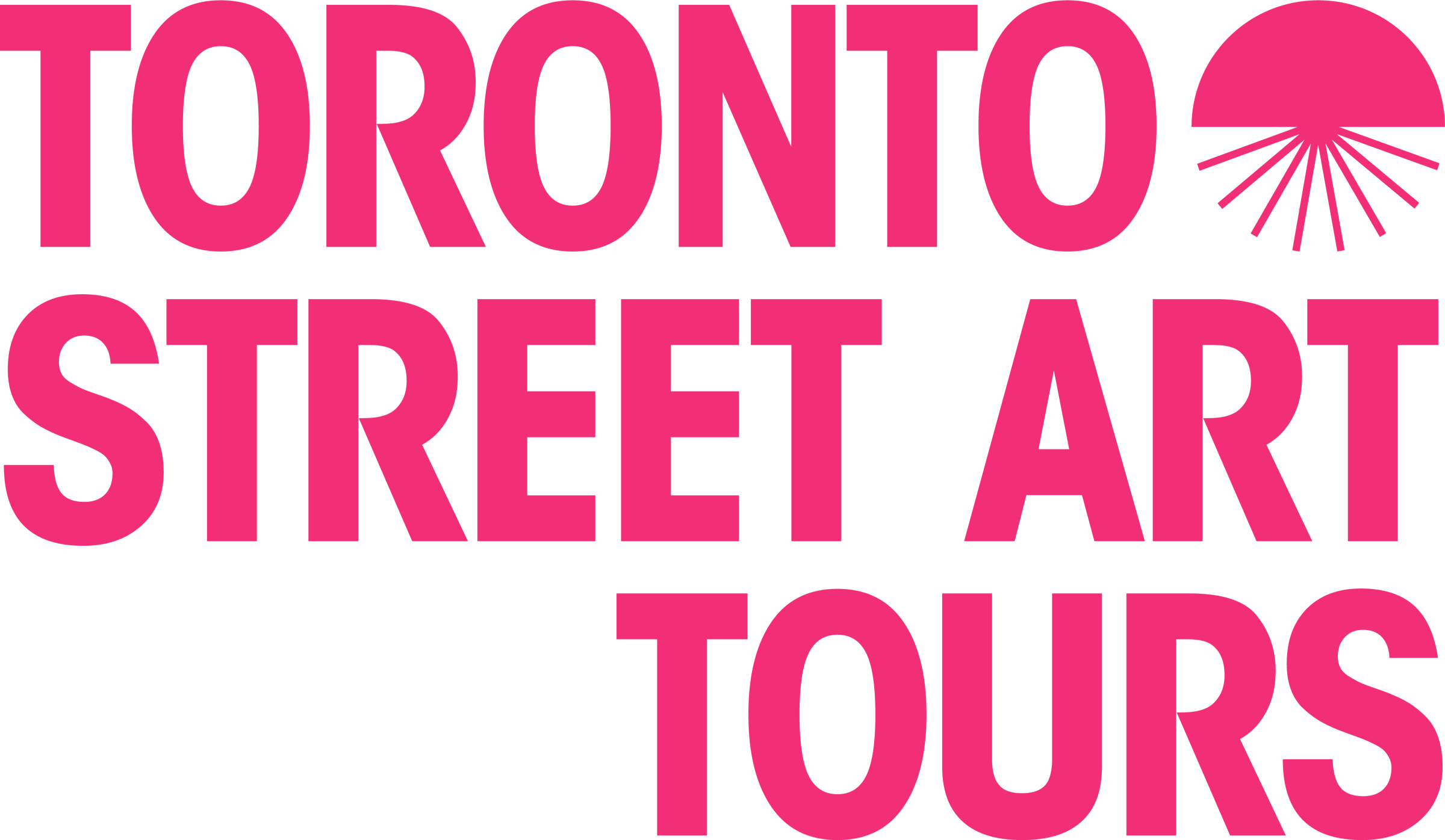 Pink text 'TORONTO STREET ART TOURS' with stylized sun.