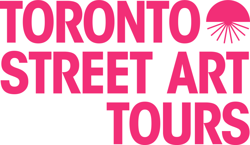 Pink text 'TORONTO STREET ART TOURS' with stylized sun.